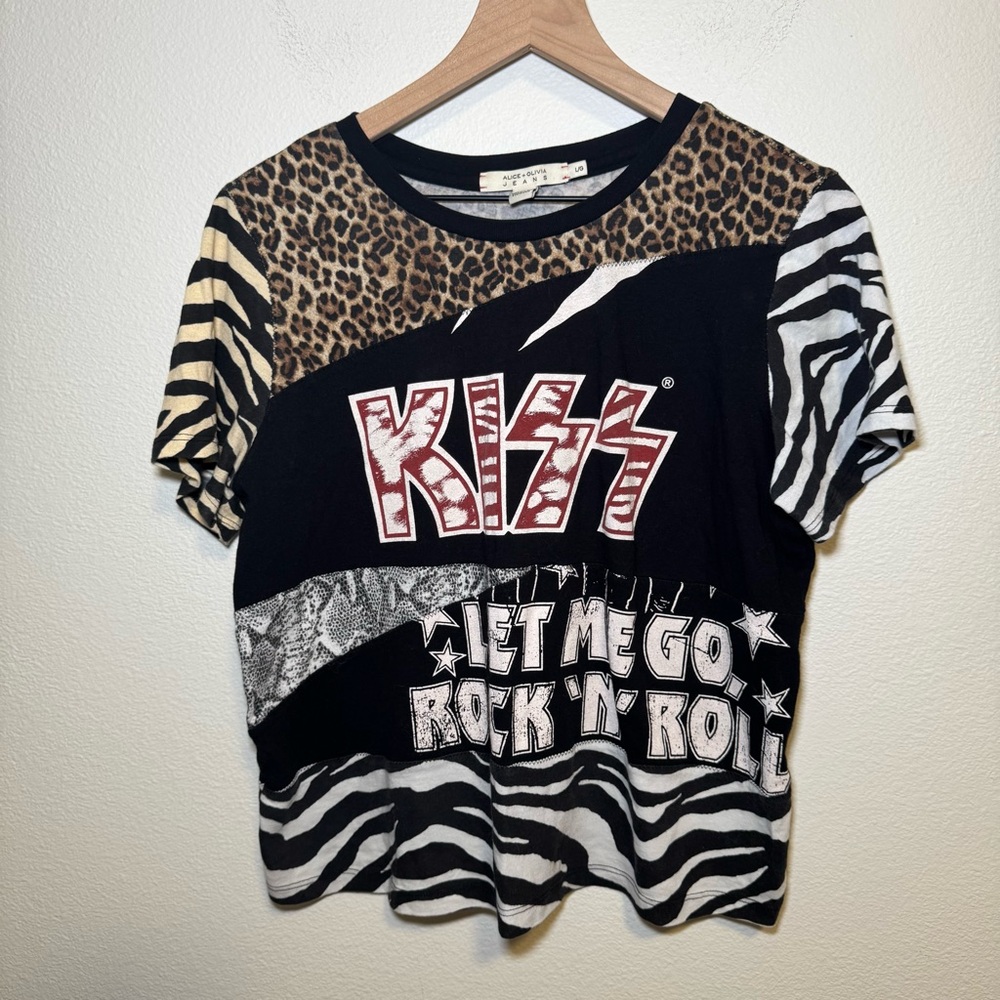 Alice + Olivia KISS Patchwork Concert Graphic Tee